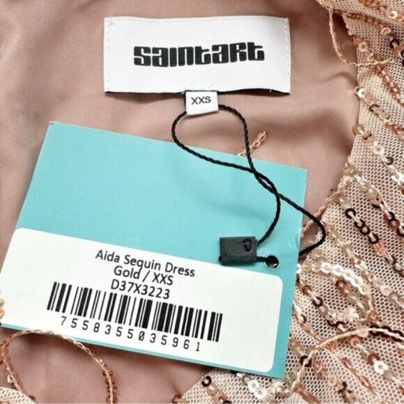 NWT Saint Art Aida Sequin Fringe Rose Gold Ombre Sleeveless Dress Size XXS - Picture 11 of 12